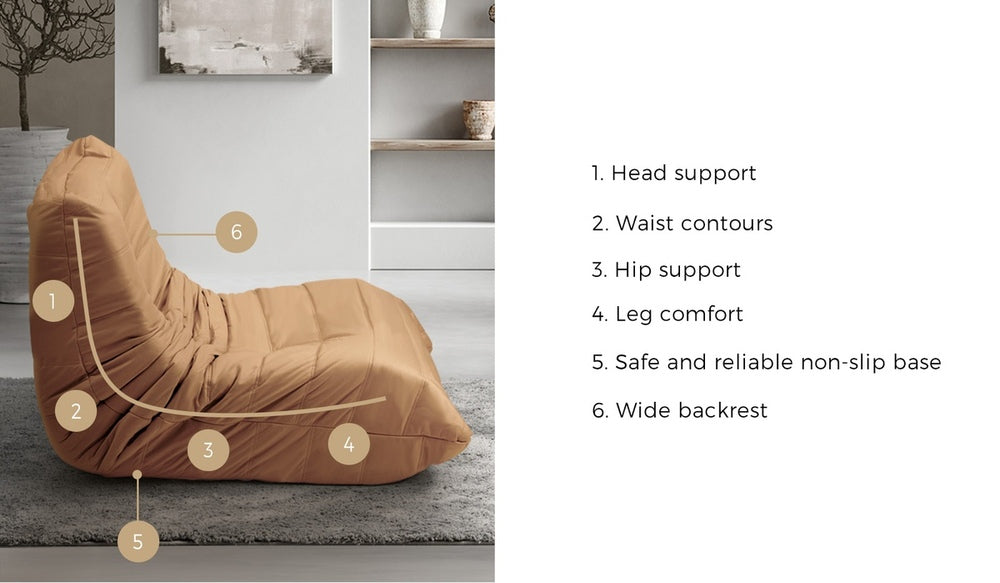 Oikiture Floor Sofa Lazy Couch Brown Polyester-Floor Lounge-PEROZ Accessories