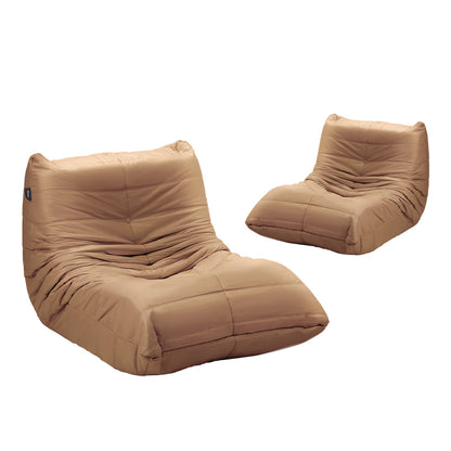 Oikiture 2X Floor Sofa Lounge Caterpillar Couch Single Pouffe Brown-Floor Lounge-PEROZ Accessories