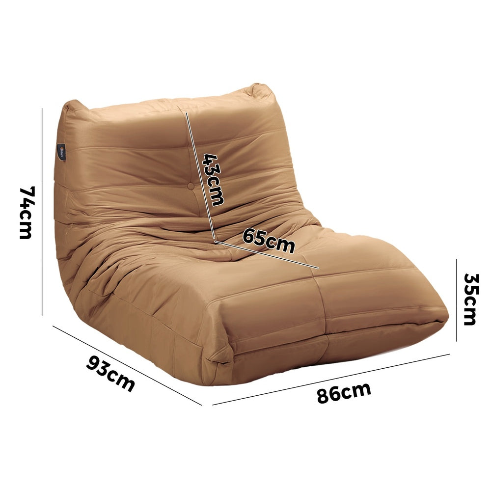 Oikiture 2X Floor Sofa Lounge Caterpillar Couch Single Pouffe Brown-Floor Lounge-PEROZ Accessories