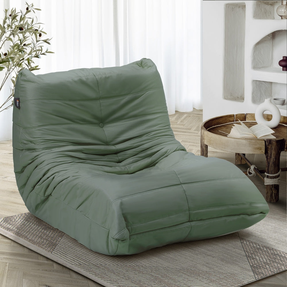 Oikiture Floor Sofa Lazy Couch Green Polyester-Floor Lounge-PEROZ Accessories