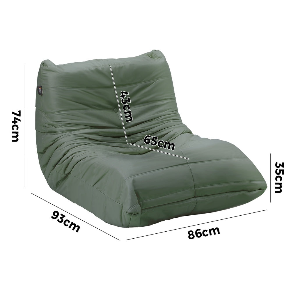 Oikiture Floor Sofa Lazy Couch Green Polyester-Floor Lounge-PEROZ Accessories