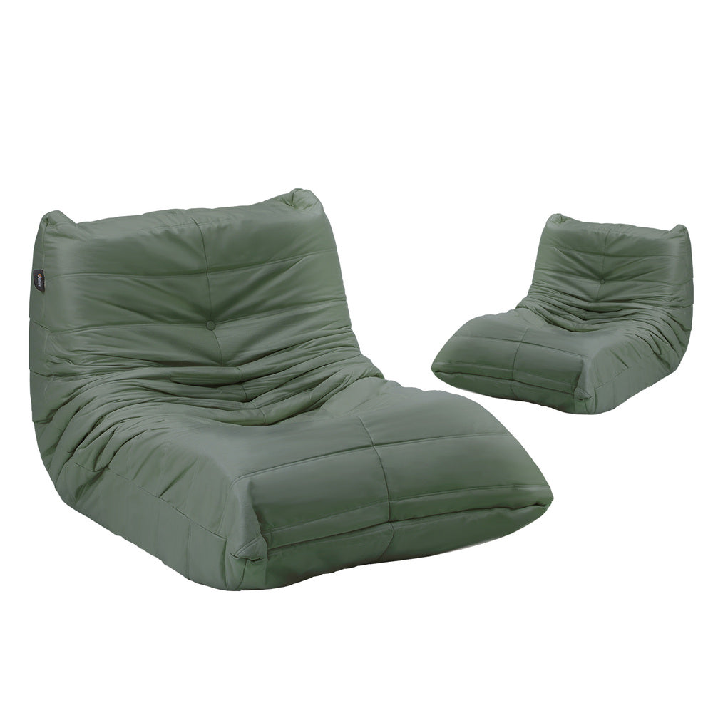 Oikiture 2X Floor Sofa Lounge Caterpillar Lazy Couch Single Chair Pouffe Green-Floor Lounge-PEROZ Accessories
