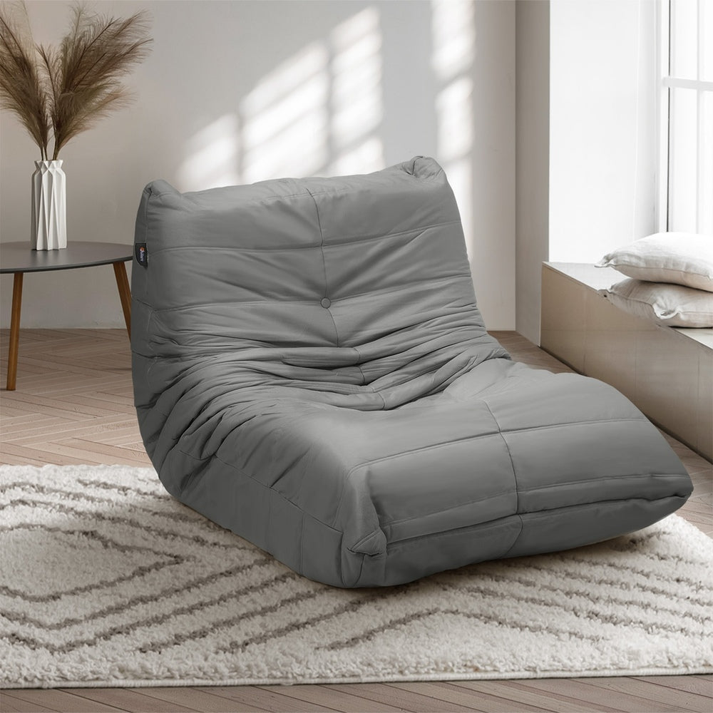 Oikiture Floor Sofa Lazy Couch Grey Polyester-Floor Lounge-PEROZ Accessories