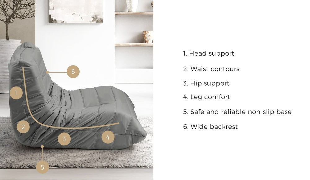 Oikiture Floor Sofa Lazy Couch Grey Polyester-Floor Lounge-PEROZ Accessories