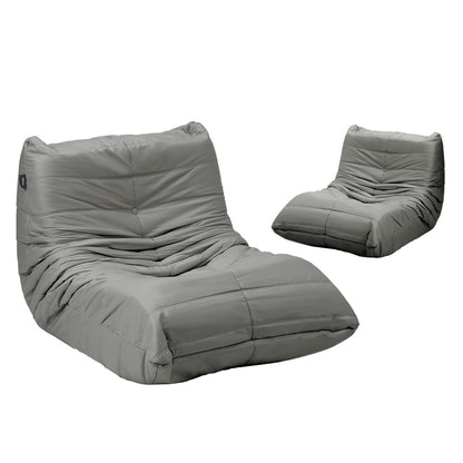 Oikiture 2X Floor Sofa Lounge Caterpillar Couch Single Pouffe Grey-Floor Lounge-PEROZ Accessories