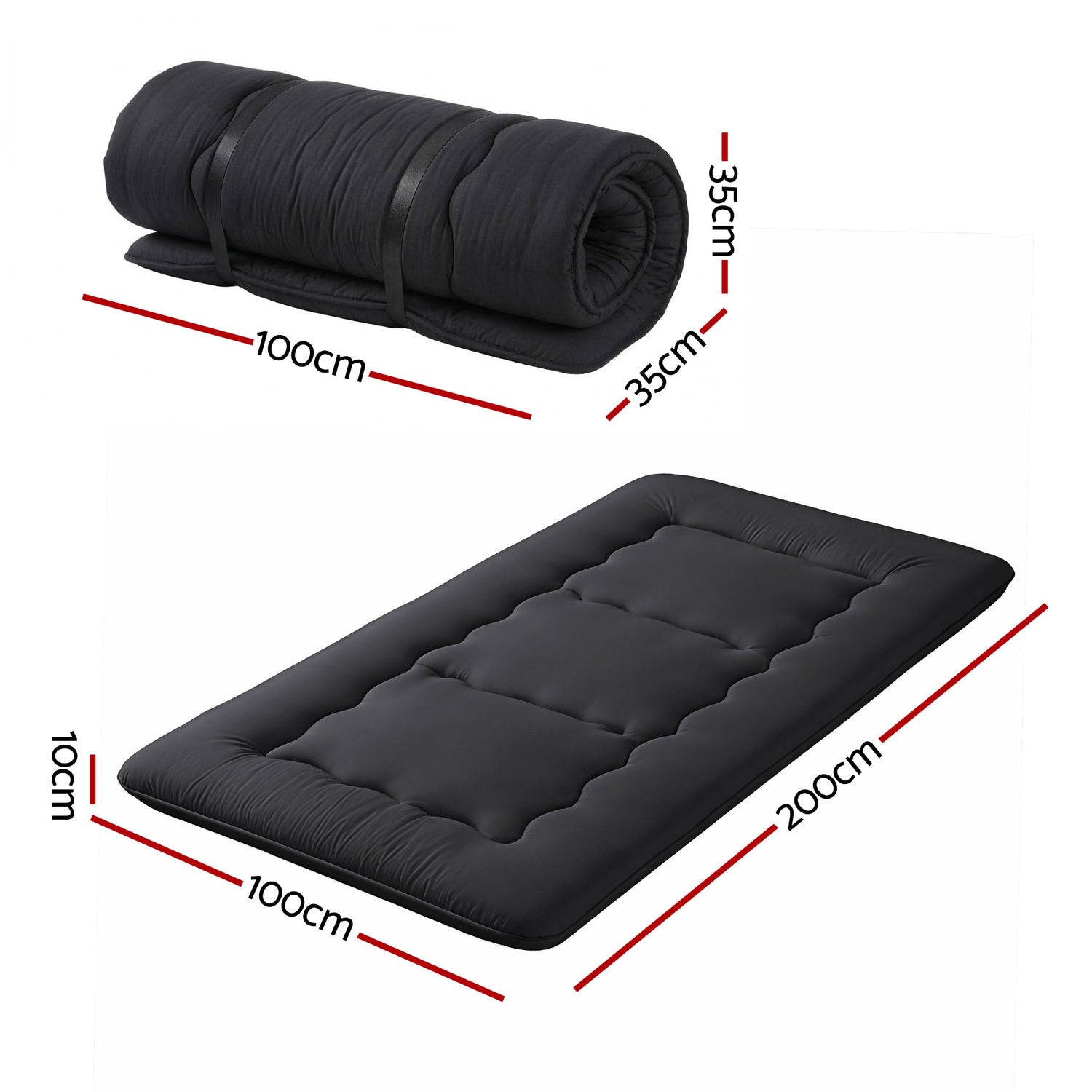 Giselle Bedding 10cm Japanese Floor Mattress Foldable Futon Mattress Washable Cover Straps-Furniture > Mattresses > Single Mattress-PEROZ Accessories