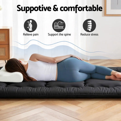Giselle Bedding 10cm Japanese Floor Mattress Foldable Futon Mattress Washable Cover Straps-Furniture > Mattresses > Single Mattress-PEROZ Accessories