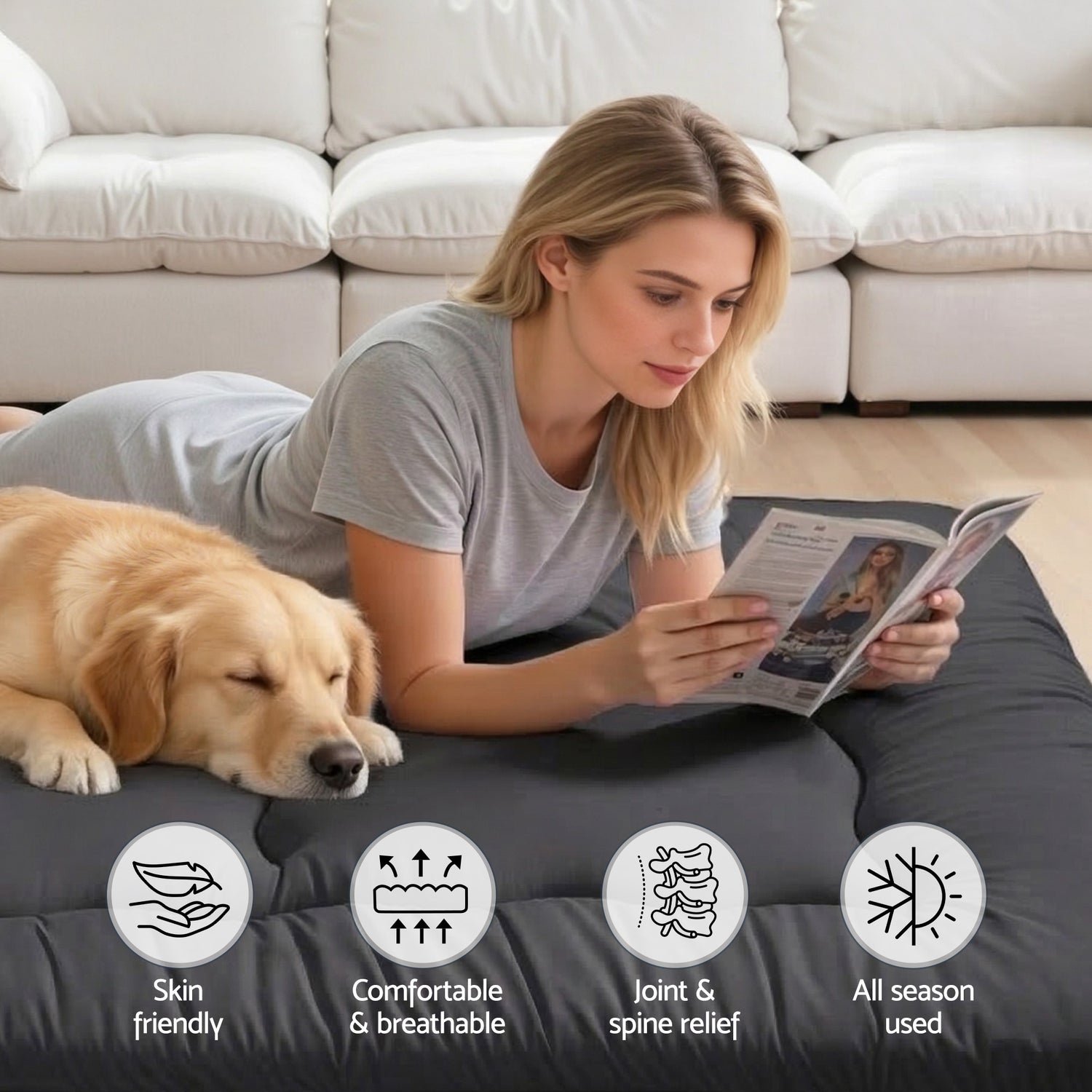 Giselle Bedding 10cm Japanese Floor Mattress Foldable Futon Mattress Washable Cover Straps-Furniture > Mattresses > Single Mattress-PEROZ Accessories
