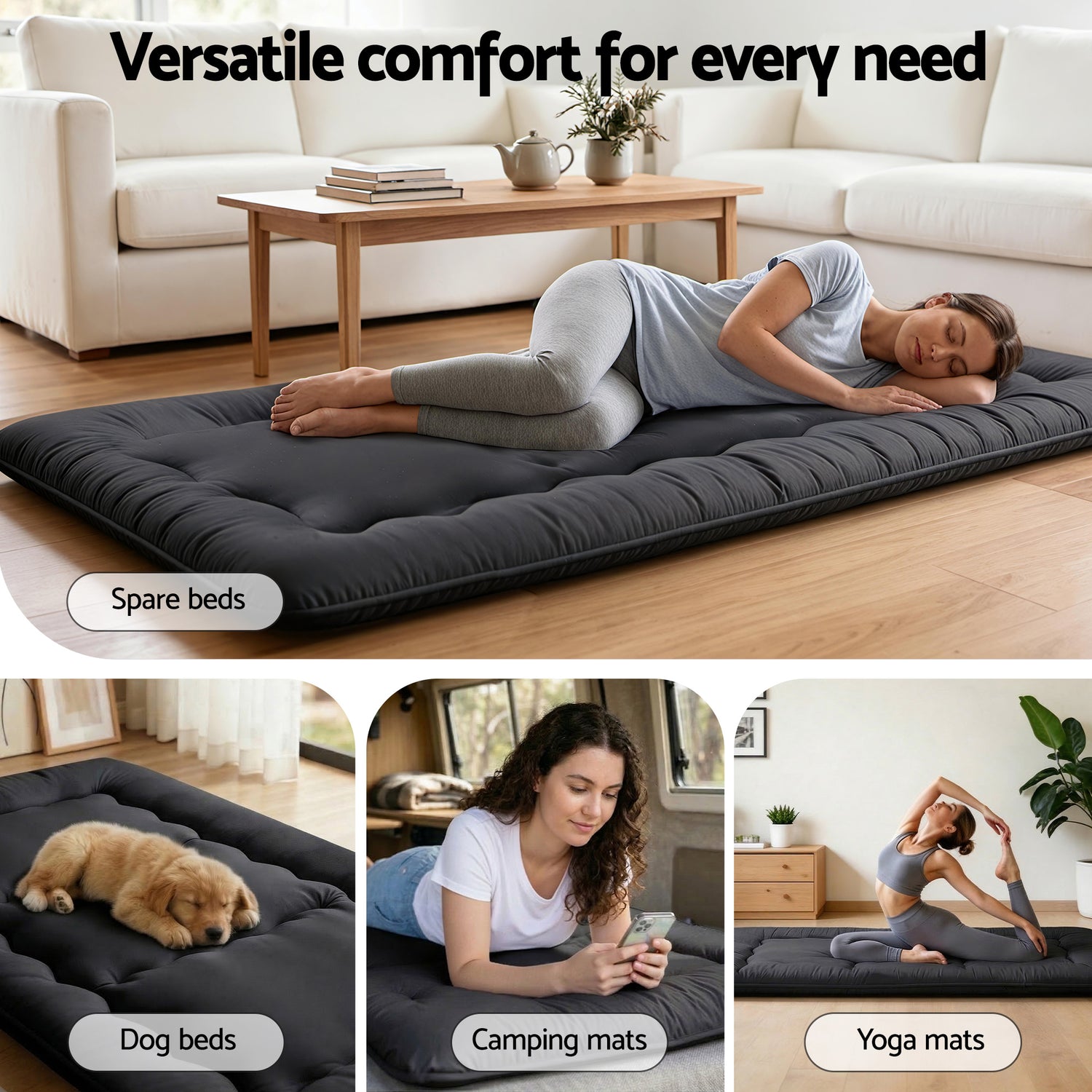 Giselle Bedding 10cm Japanese Floor Mattress Foldable Futon Mattress Washable Cover Straps-Furniture > Mattresses > Single Mattress-PEROZ Accessories