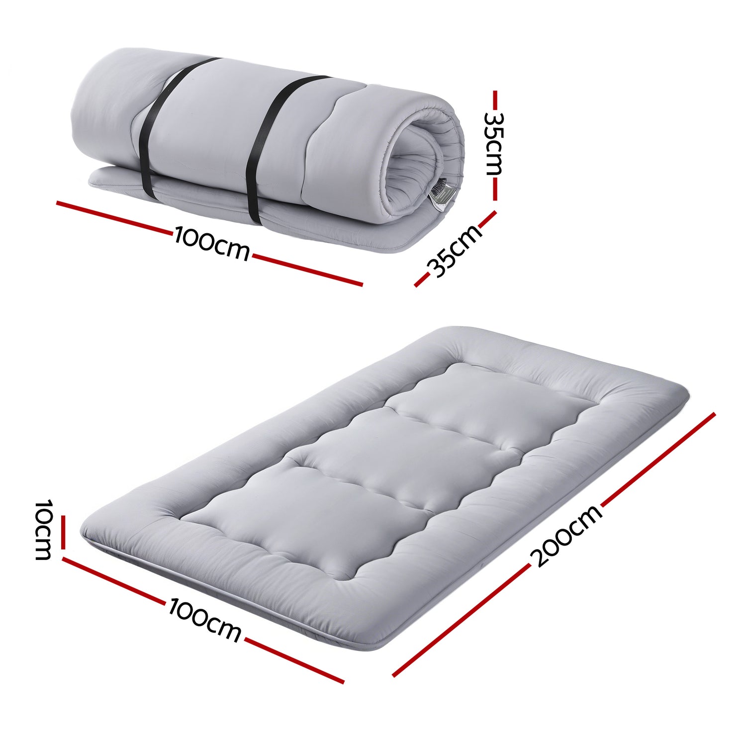 Giselle Bedding 10cm Japanese Floor Mattress Foldable Futon Mattress Washable Cover Straps-Furniture > Mattresses > Single Mattress-PEROZ Accessories