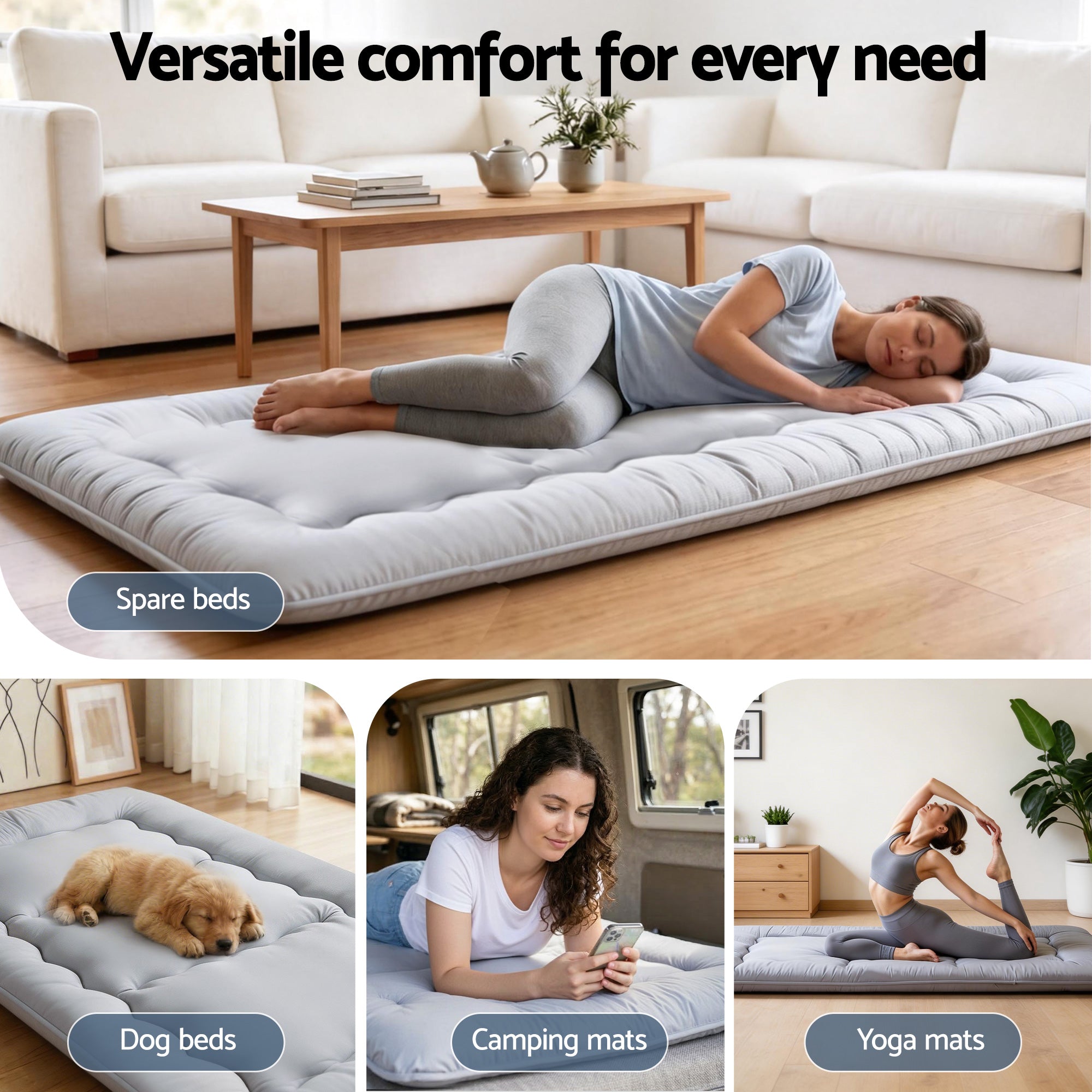 Giselle Bedding 10cm Japanese Floor Mattress Foldable Futon Mattress Washable Cover Straps-Furniture > Mattresses > Single Mattress-PEROZ Accessories