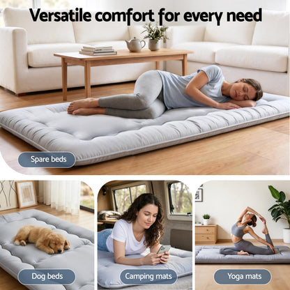 Giselle Bedding 10cm Japanese Floor Mattress Foldable Futon Mattress Washable Cover Straps-Furniture > Mattresses > Single Mattress-PEROZ Accessories
