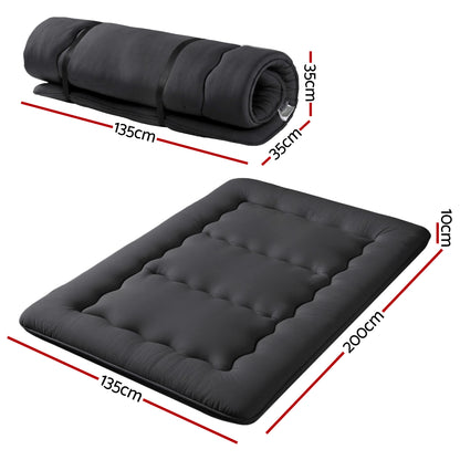 Giselle Bedding 10cm Japanese Floor Mattress Foldable Futon Mattress Washable Cover Straps-Furniture > Mattresses > Double Mattress-PEROZ Accessories
