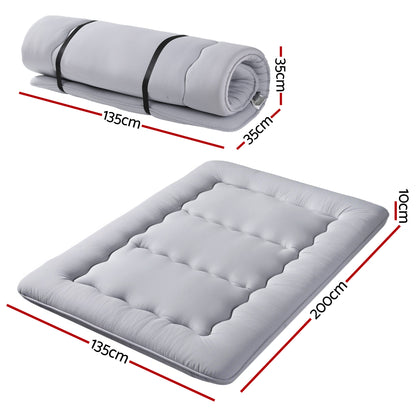 Giselle Bedding 10cm Japanese Floor Mattress Foldable Futon Mattress Washable Cover Straps-Furniture > Mattresses > Double Mattress-PEROZ Accessories