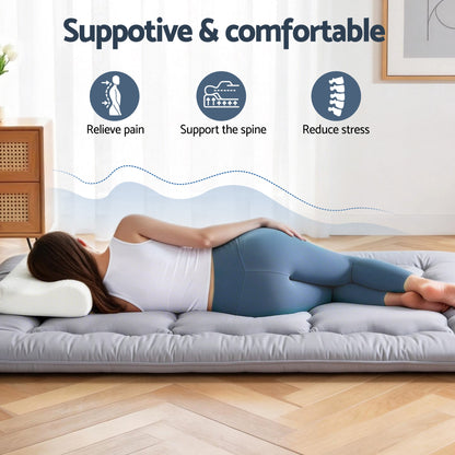 Giselle Bedding 10cm Japanese Floor Mattress Foldable Futon Mattress Washable Cover Straps-Furniture > Mattresses > Double Mattress-PEROZ Accessories