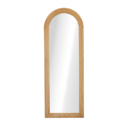 Oikiture Full Length Arch Mirror 165x60cm Natural Wood Wall Mounted-Full Length Mirror-PEROZ Accessories