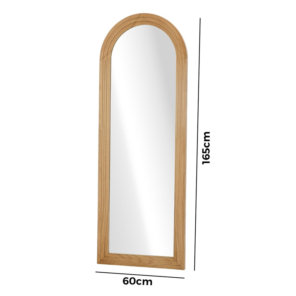 Oikiture Full Length Arch Mirror 165x60cm Natural Wood Wall Mounted-Full Length Mirror-PEROZ Accessories