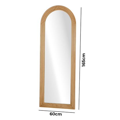 Oikiture Full Length Arch Mirror 165x60cm Natural Wood Wall Mounted-Full Length Mirror-PEROZ Accessories
