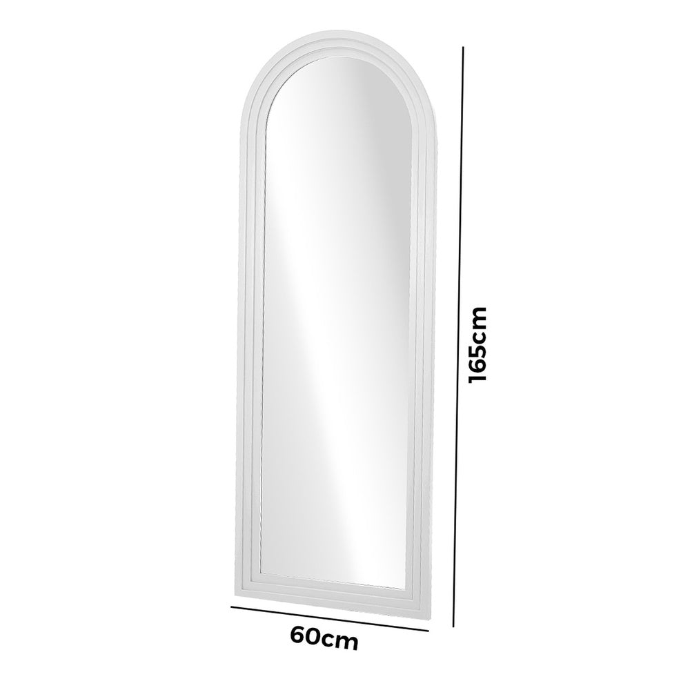 Oikiture Full Length Arch Mirror 165x60cm White Wood Wall Mounted-Full Length Mirror-PEROZ Accessories