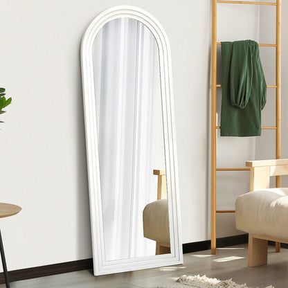 Oikiture Full Length Arch Mirror 165x60cm White Wood Wall Mounted-Full Length Mirror-PEROZ Accessories
