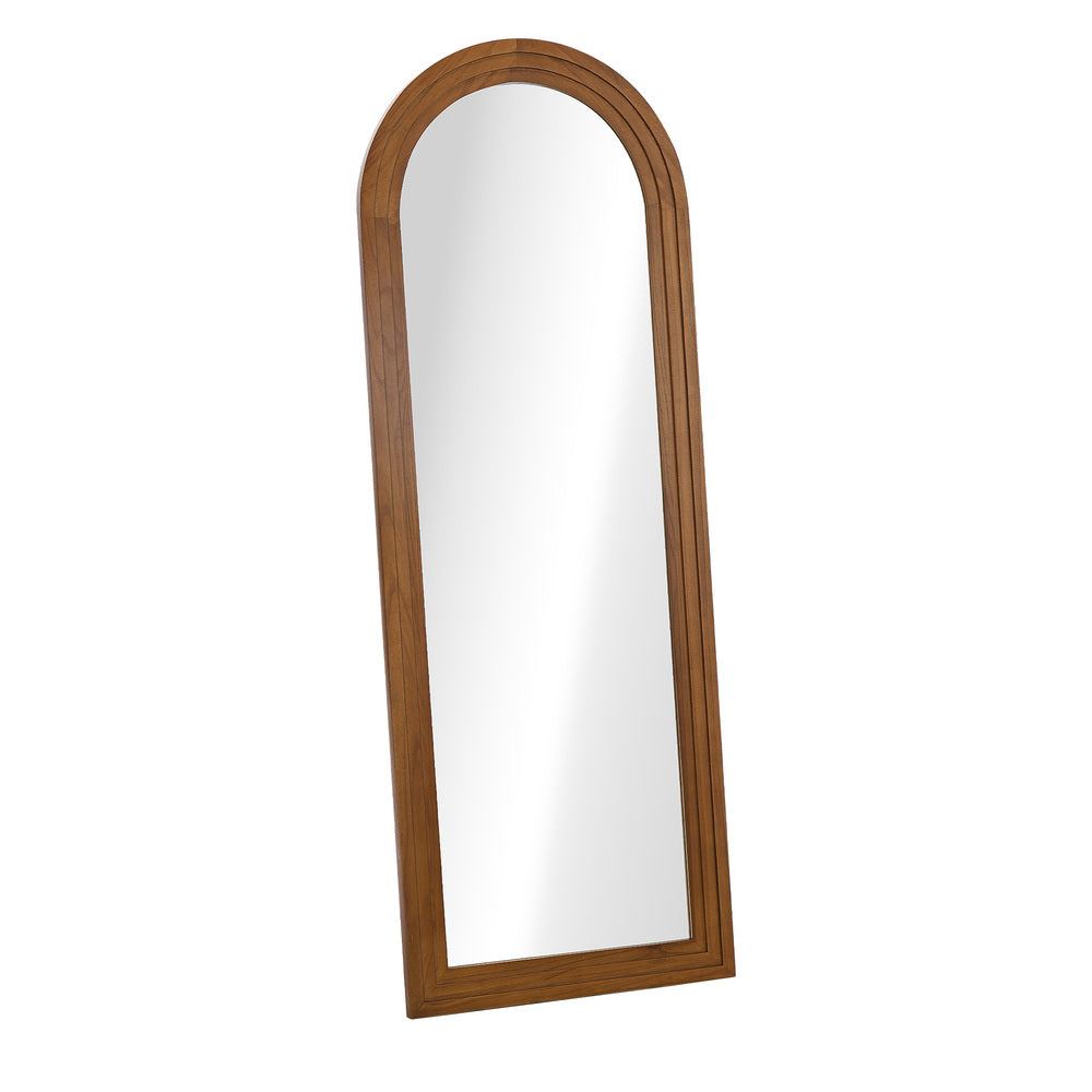 Oikiture Full Length Arch Mirror 165x60cm Brown Wood Wall Mounted-Full Length Mirror-PEROZ Accessories