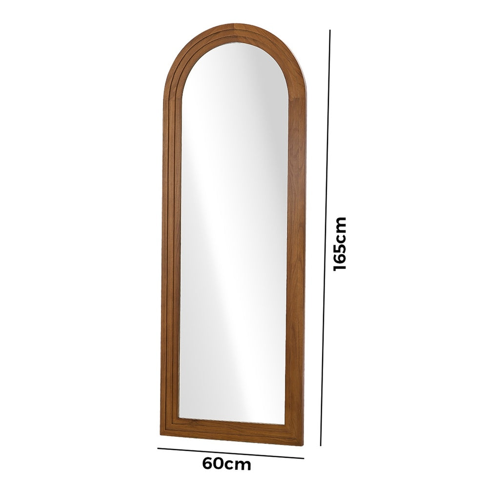 Oikiture Full Length Arch Mirror 165x60cm Brown Wood Wall Mounted-Full Length Mirror-PEROZ Accessories