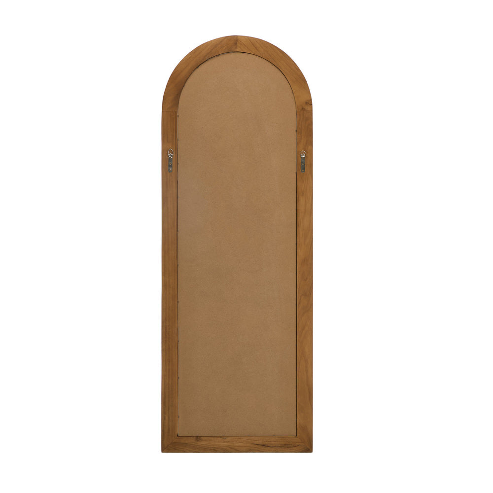 Oikiture Full Length Arch Mirror 165x60cm Brown Wood Wall Mounted-Full Length Mirror-PEROZ Accessories