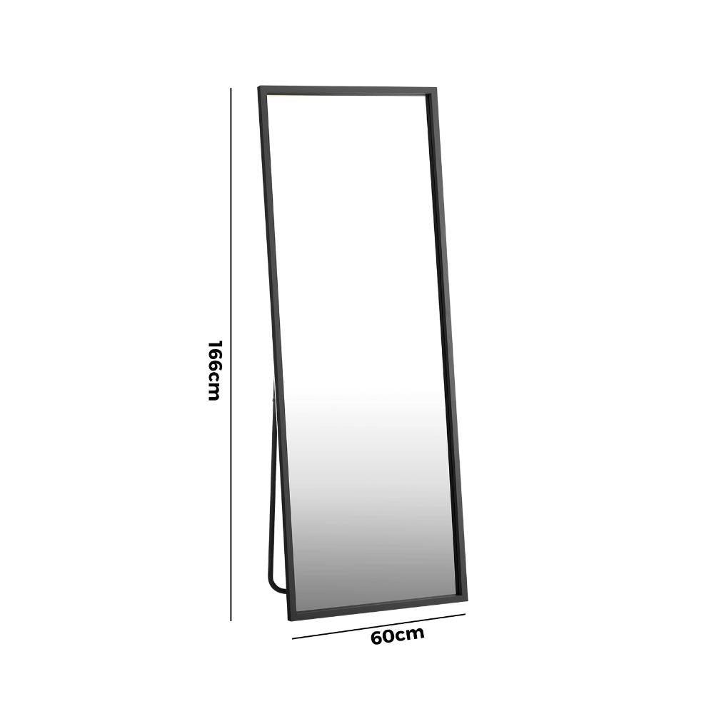 Oikiture Wooden Full Length Mirror Rectangle Free Standing Black-Full Length Mirrors-PEROZ Accessories