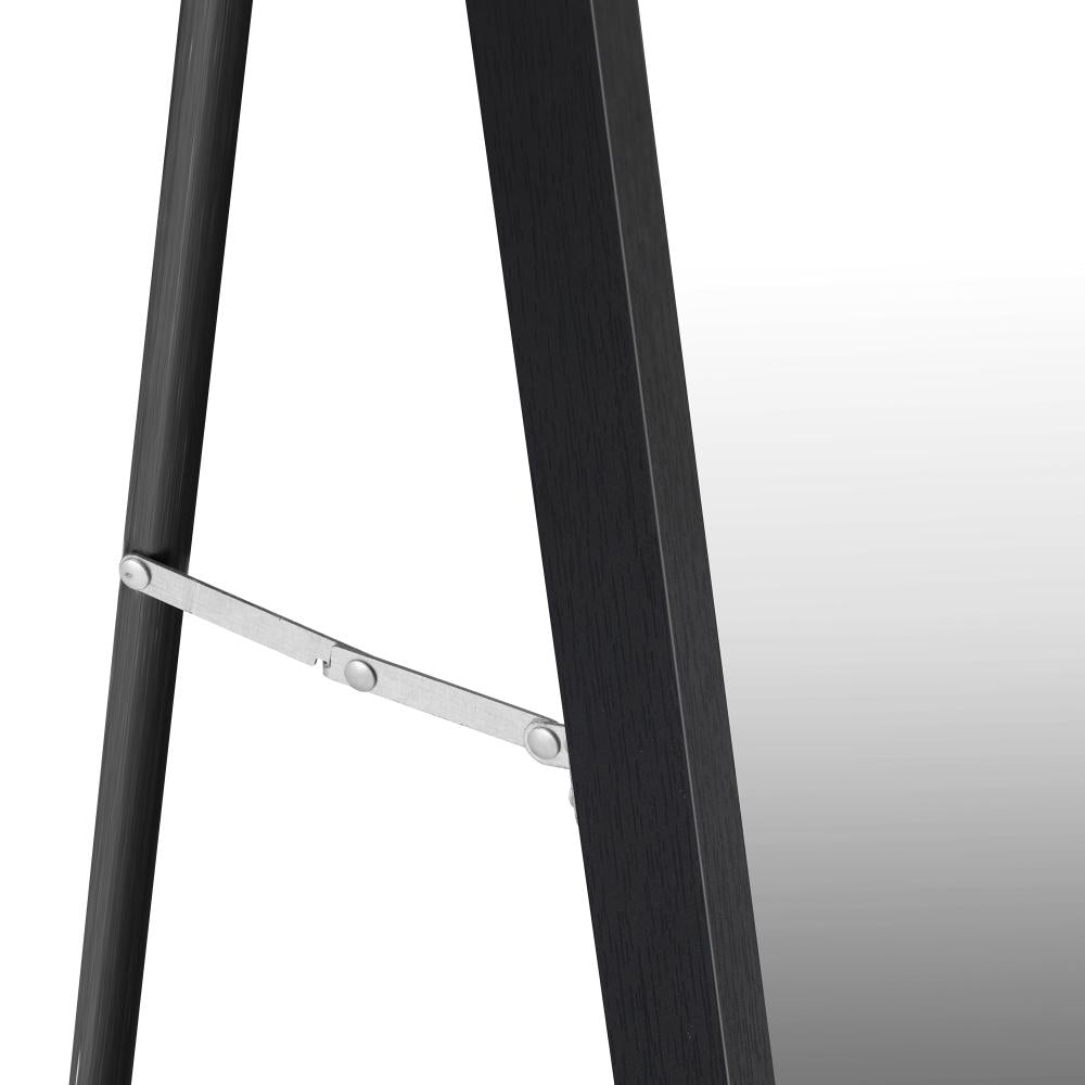Oikiture Wooden Full Length Mirror Rectangle Free Standing Black-Full Length Mirrors-PEROZ Accessories
