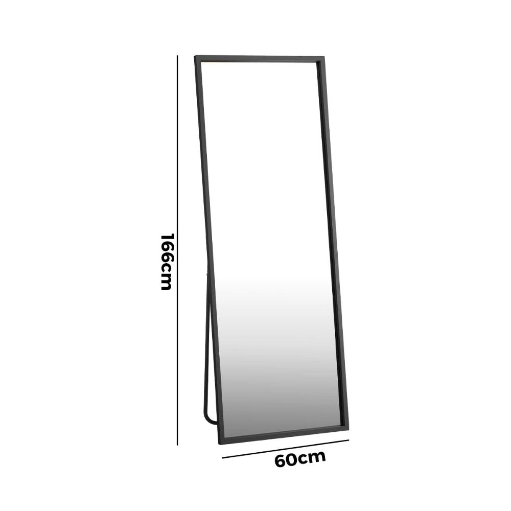 Oikiture Wooden Full Length Mirror Rectangle Free Standing Black-Full Length Mirrors-PEROZ Accessories