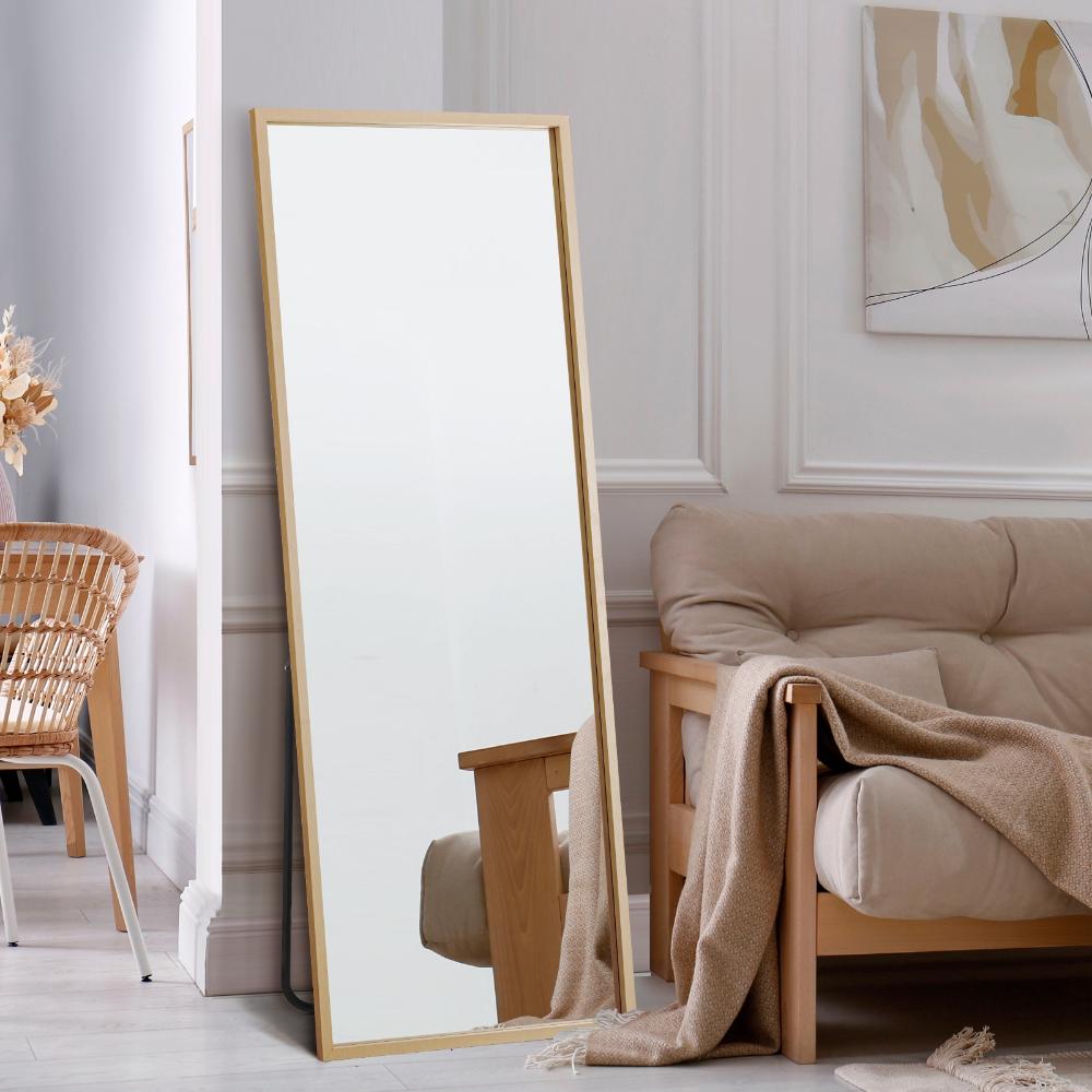 Oikiture Wooden Full Length Mirror Rectangle Free Standing-Full Length Mirrors-PEROZ Accessories