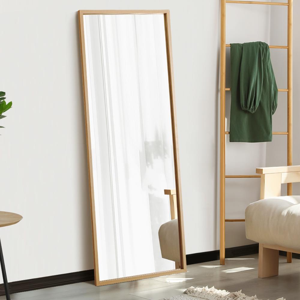 Oikiture Wooden Full Length Mirror Rectangle Free Standing-Full Length Mirrors-PEROZ Accessories