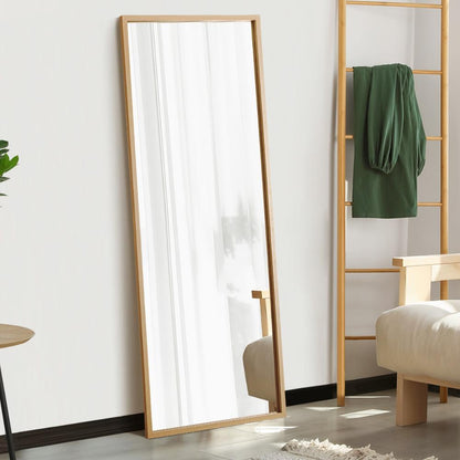 Oikiture Wooden Full Length Mirror Rectangle Free Standing-Full Length Mirrors-PEROZ Accessories