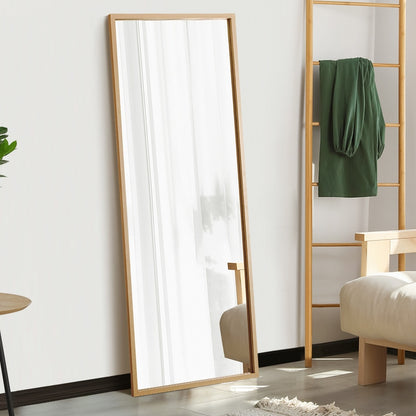 Oikiture Wooden Full Length Mirror Rectangle Free Standing-Full Length Mirrors-PEROZ Accessories