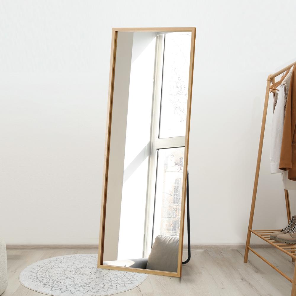 Oikiture Wooden Full Length Mirror Rectangle Free Standing-Full Length Mirrors-PEROZ Accessories