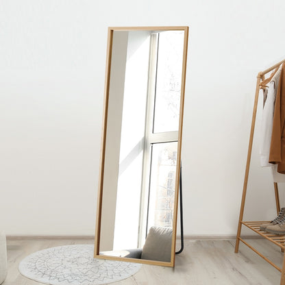 Oikiture Wooden Full Length Mirror Rectangle Free Standing-Full Length Mirrors-PEROZ Accessories