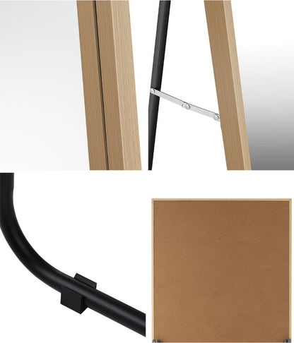Oikiture Wooden Full Length Mirror Rectangle Free Standing-Full Length Mirrors-PEROZ Accessories