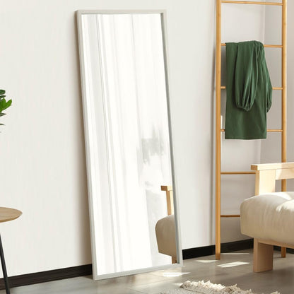 Oikiture Wooden Full Length Mirror Rectangle Free Standing White-Full Length Mirrors-PEROZ Accessories