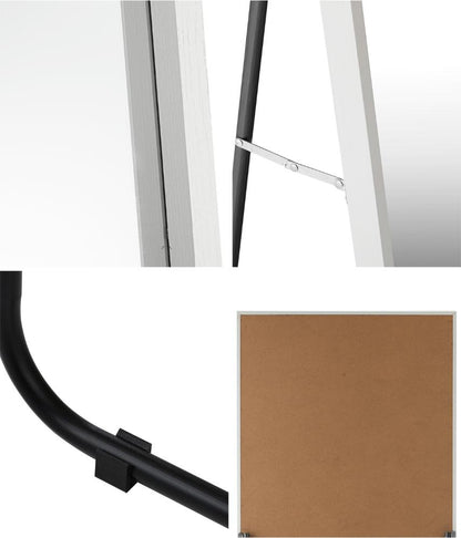 Oikiture Wooden Full Length Mirror Rectangle Free Standing White-Full Length Mirrors-PEROZ Accessories