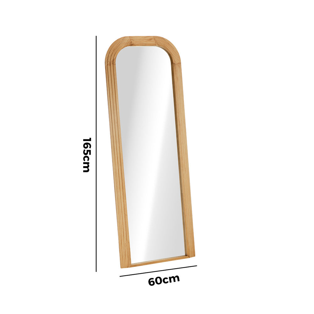 Oikiture Full Length Arch Mirror 165x60cm Natural Top Round Corner-Full Length Mirror-PEROZ Accessories