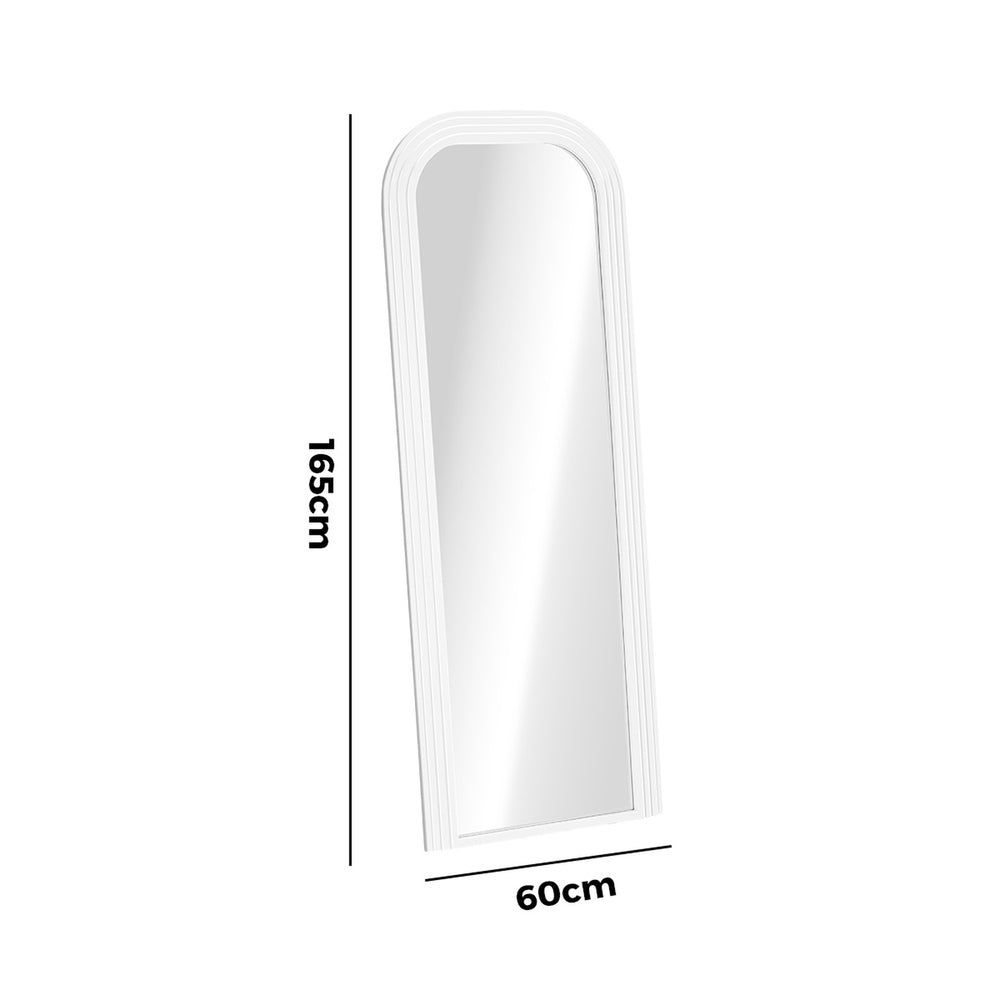 Oikiture Full Length Arch Mirror 165x60cm White Wood Top Round Corner-Full Length Mirror-PEROZ Accessories