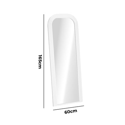 Oikiture Full Length Arch Mirror 165x60cm White Wood Top Round Corner-Full Length Mirror-PEROZ Accessories