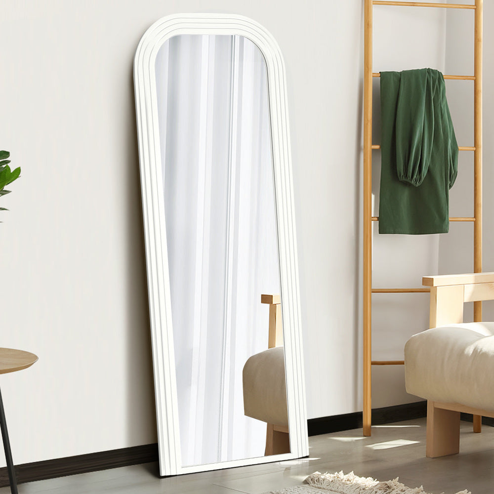Oikiture Full Length Arch Mirror 165x60cm White Wood Top Round Corner-Full Length Mirror-PEROZ Accessories