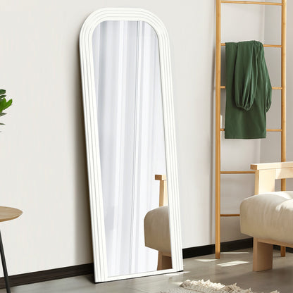 Oikiture Full Length Arch Mirror 165x60cm White Wood Top Round Corner-Full Length Mirror-PEROZ Accessories