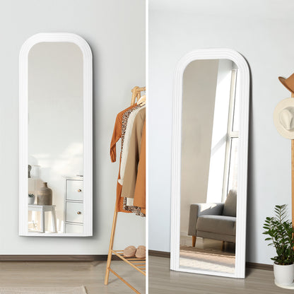 Oikiture Full Length Arch Mirror 165x60cm White Wood Top Round Corner-Full Length Mirror-PEROZ Accessories