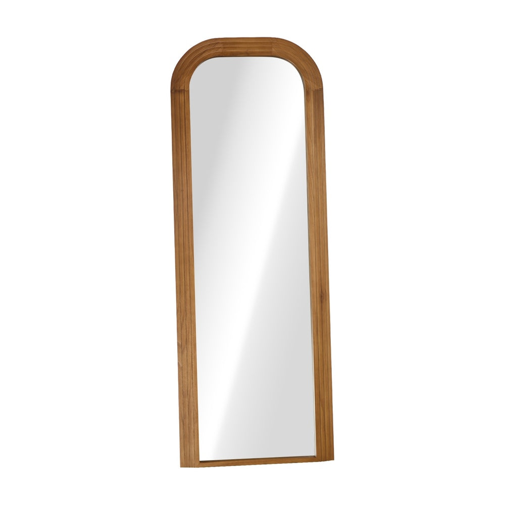 Oikiture Full Length Arch Mirror 165x60cm Brown Wood Top Round Corner-Full Length Mirror-PEROZ Accessories