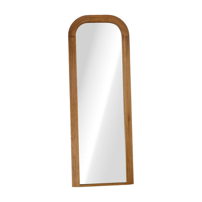 Oikiture Full Length Arch Mirror 165x60cm Brown Wood Top Round Corner-Full Length Mirror-PEROZ Accessories