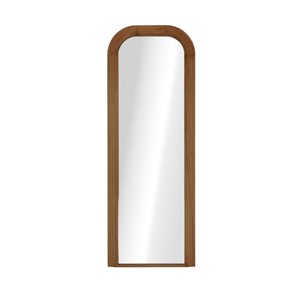 Oikiture Full Length Arch Mirror 165x60cm Brown Wood Top Round Corner-Full Length Mirror-PEROZ Accessories