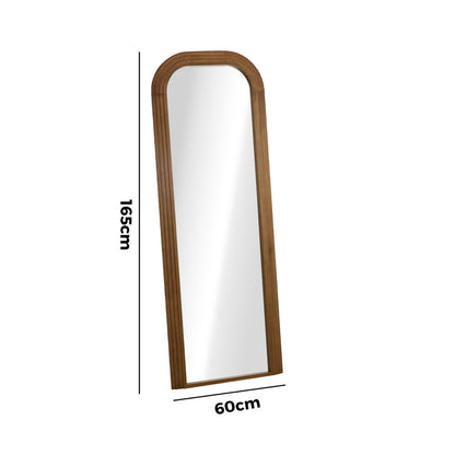 Oikiture Full Length Arch Mirror 165x60cm Brown Wood Top Round Corner-Full Length Mirror-PEROZ Accessories