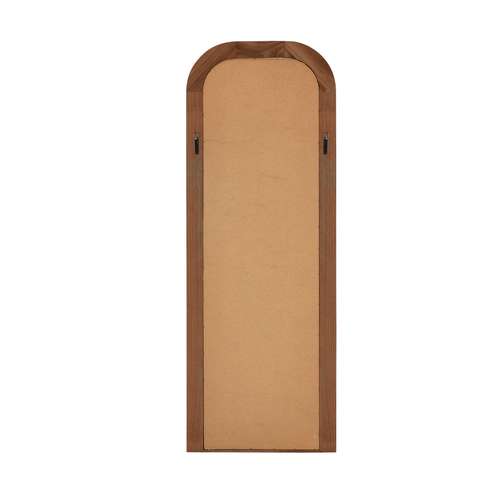 Oikiture Full Length Arch Mirror 165x60cm Brown Wood Top Round Corner-Full Length Mirror-PEROZ Accessories